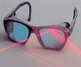 Glasses showing a red beam aimed at them