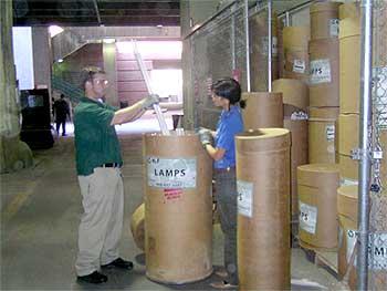 Hazmat team processing a shipment