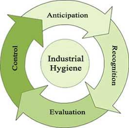 Circular diagram showing the flow of the industrial hygiene process.