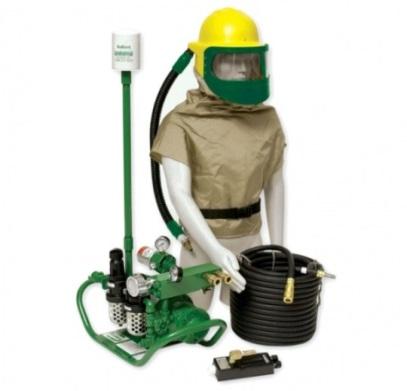Air supplying Respirator Mannequin wearing air supplying respirator