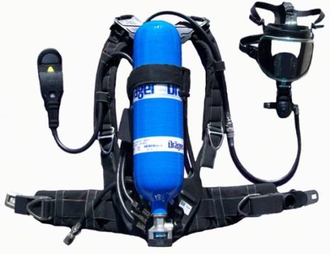 Oxygen-supplying Respirator Oxygen supplying respirator pack.