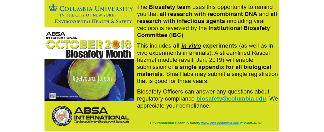 Biosafety month notification Biosafety month notification