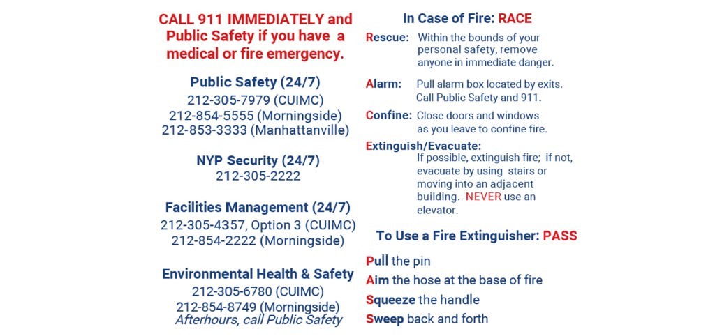 Emergency contact phone number listing.