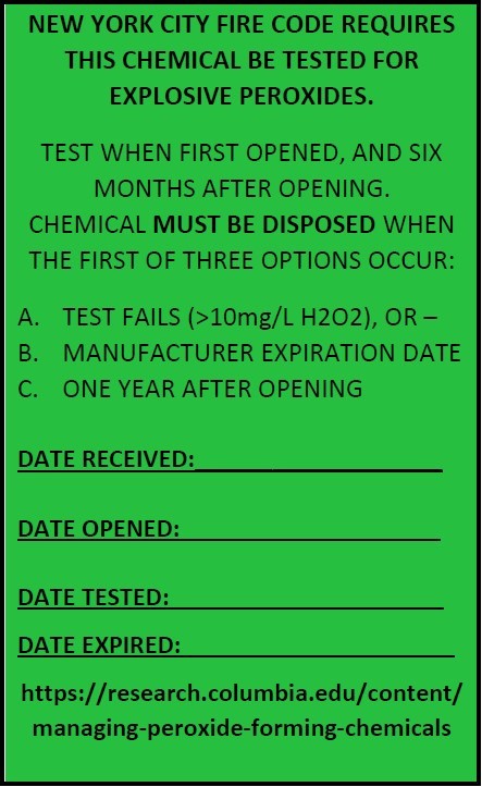 Green label regarding chemical requirements
