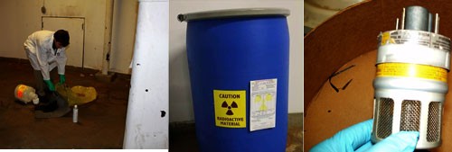 Three pictures of various radioactive waste processes