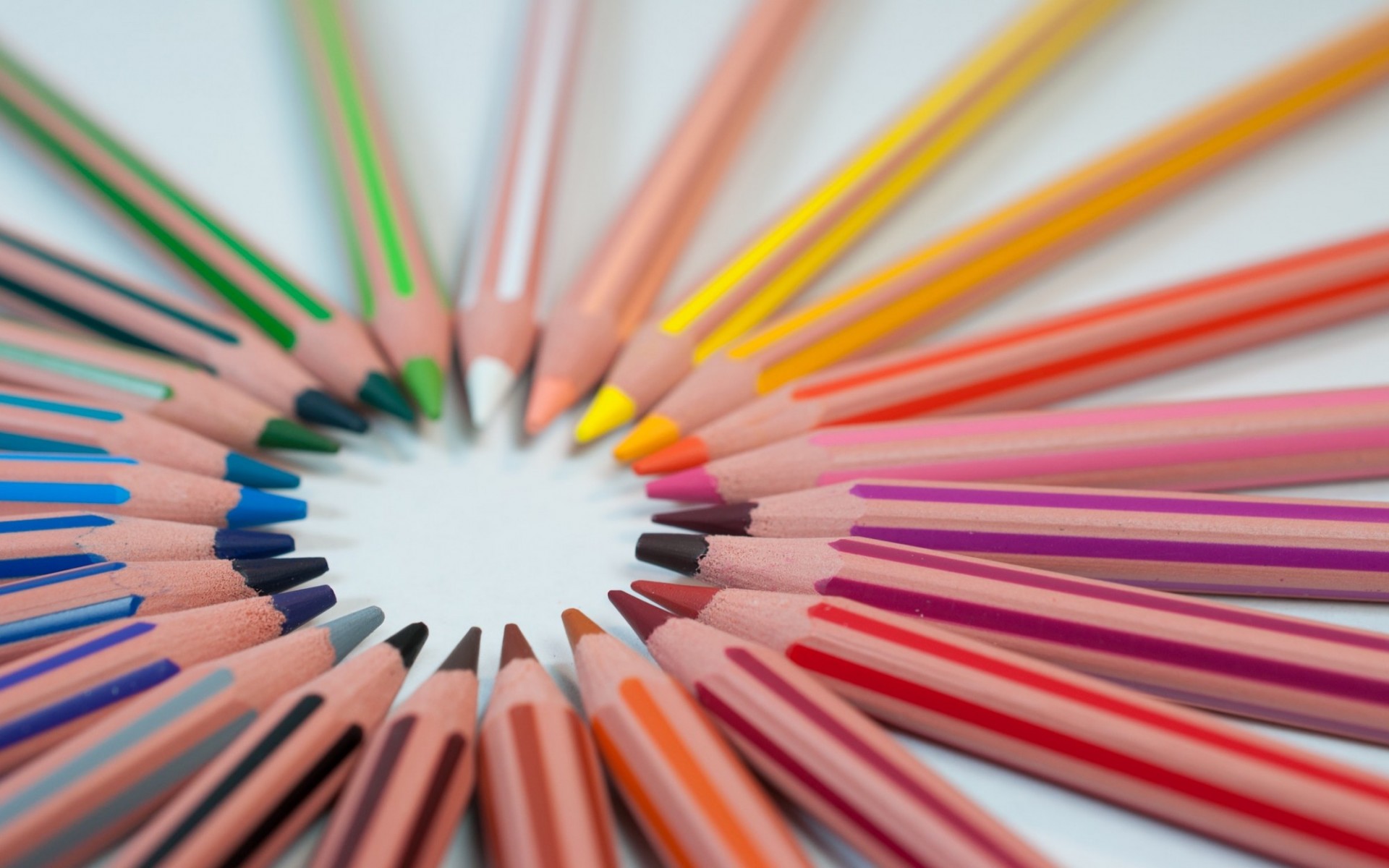 Colorful pencils in a circle