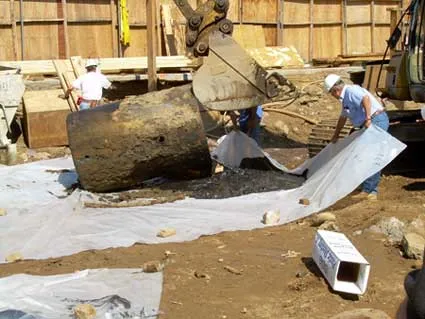 Scene of a construction site showing work in progress.