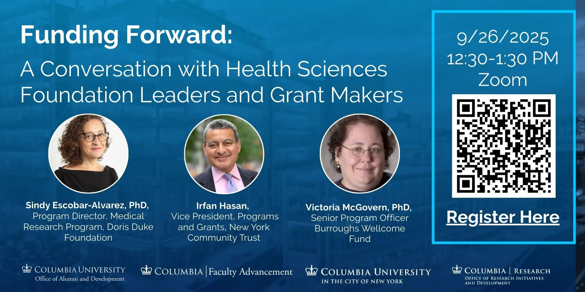 Flyer_Funding Forward: A Conversation with Health Sciences Foundation Leaders and Grant Makers
