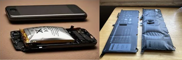 Damaged Rechargeable and Lithium - Ion Battery