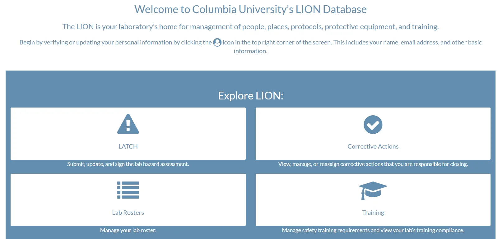 LION database homepage image.