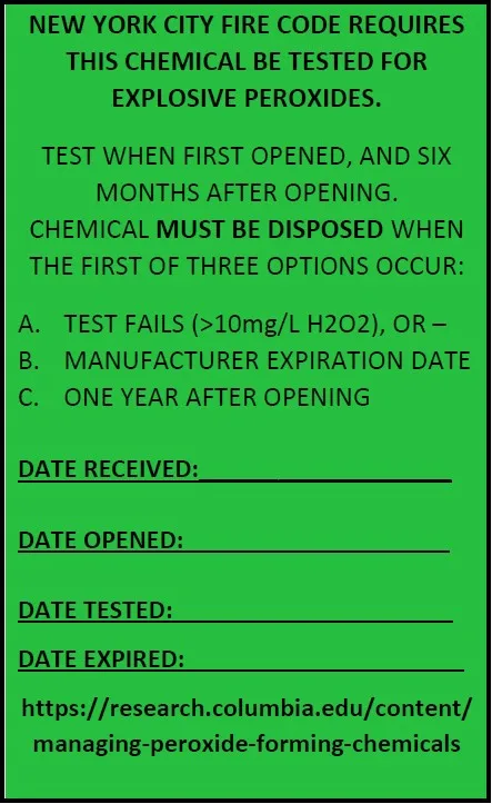 Green label regarding chemical requirements