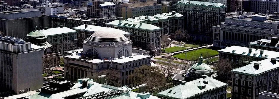 Birds-eye view of Columbia University Morningside campus